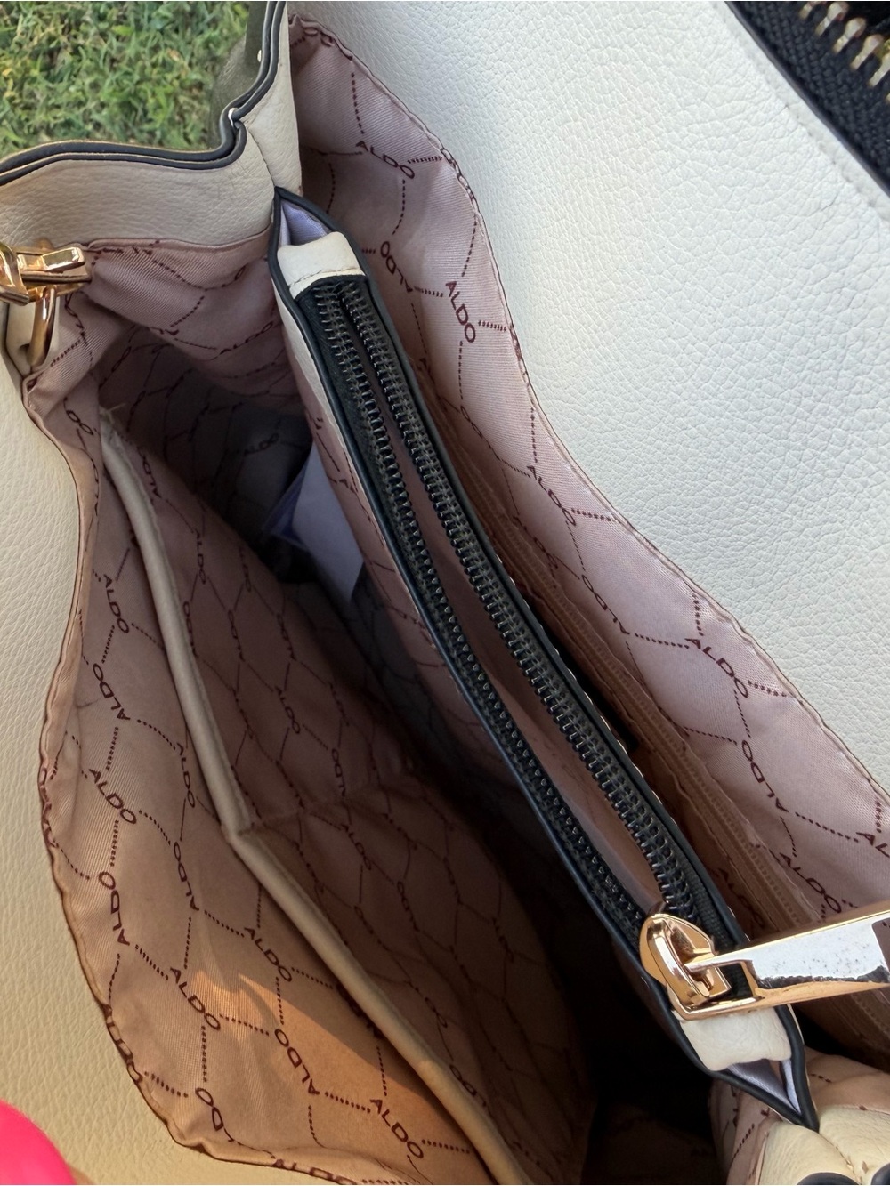 ALDO  Portwine White & Brown Leatherette Backpack with Front Pocket - Picture 6 of 6
